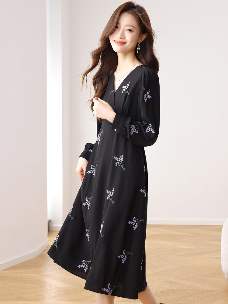 France style long high waist temperament long sleeve dress