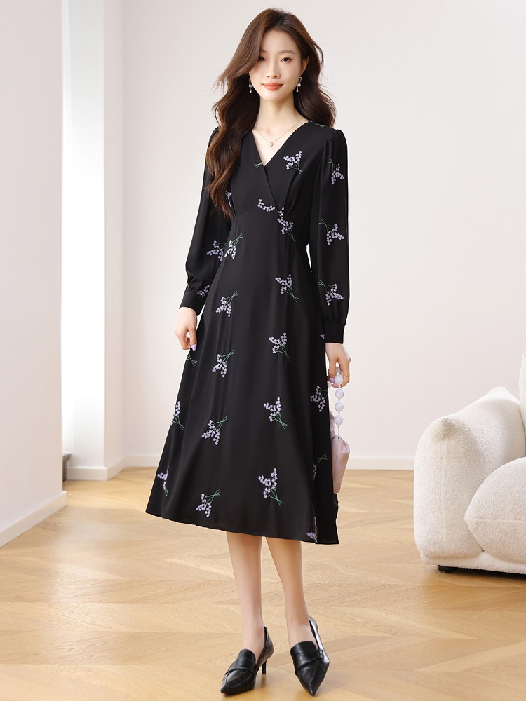 France style long high waist temperament long sleeve dress