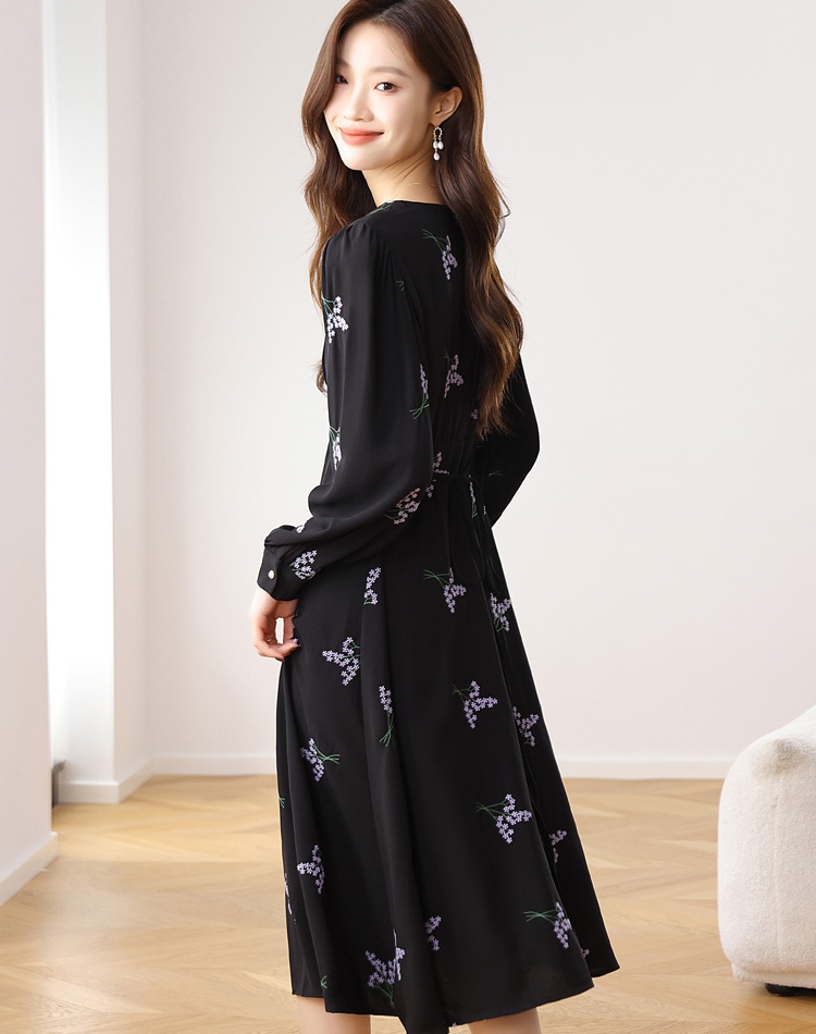 France style long high waist temperament long sleeve dress