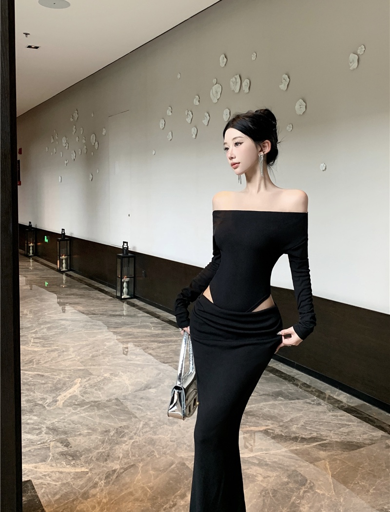 Spring and autumn long sleeve sexy hollow enticement dress