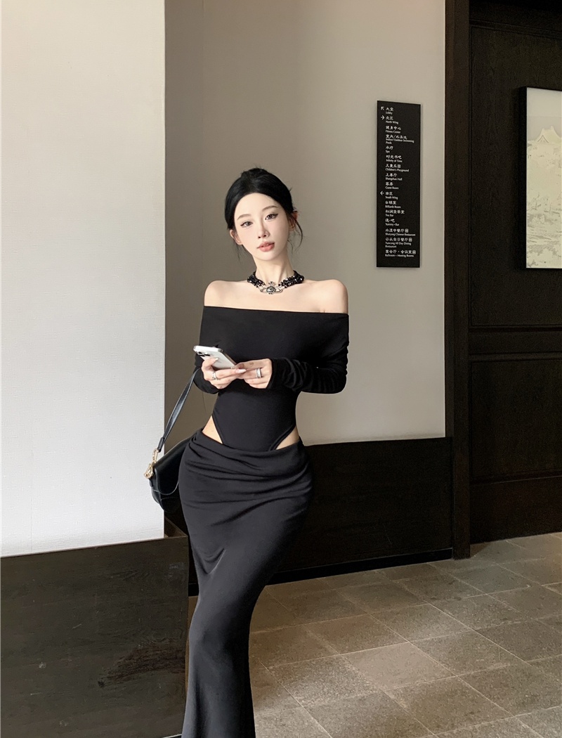 Spring and autumn long sleeve sexy hollow enticement dress