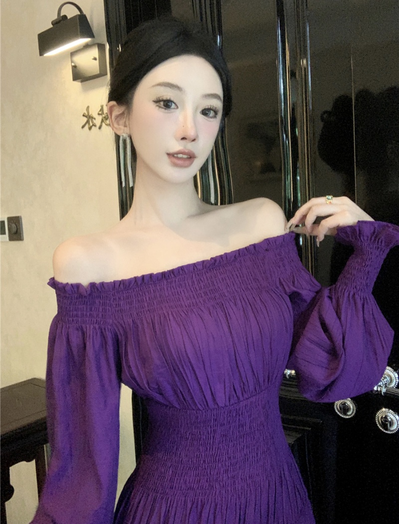 France style pinched waist long dress for women