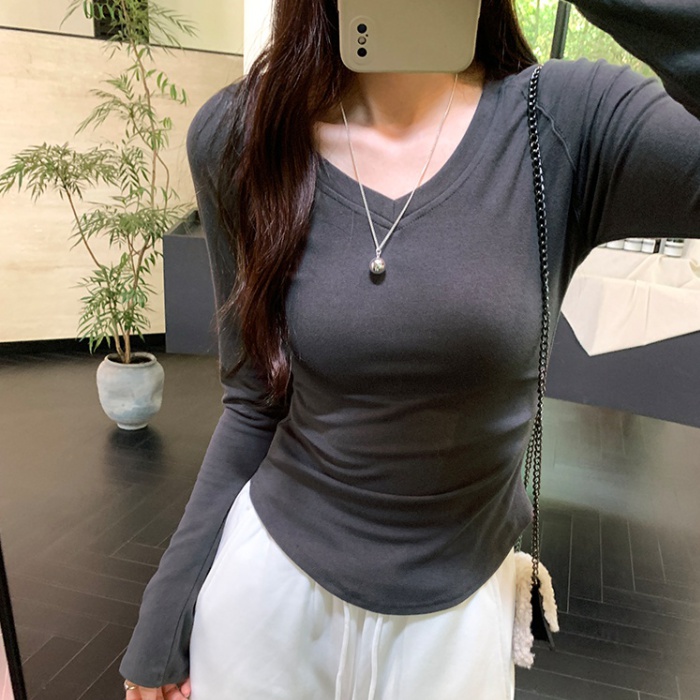 Long sleeve niche tops raglan Korean style T-shirt