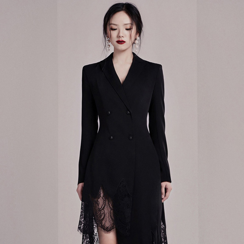 Slim black formal dress lace business suit for women