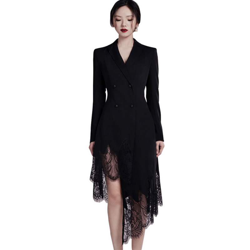 Slim black formal dress lace business suit for women