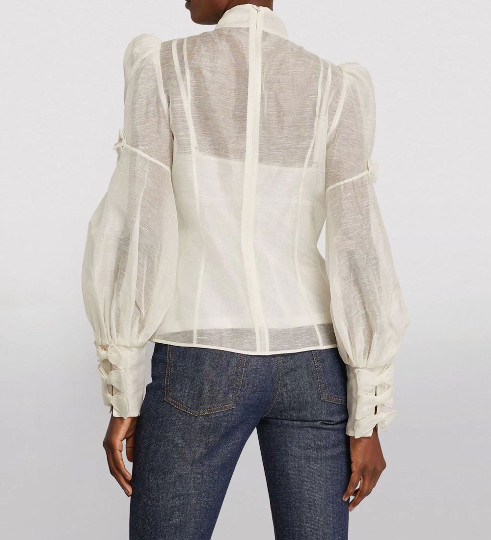 Bow splice puff sleeve shirt