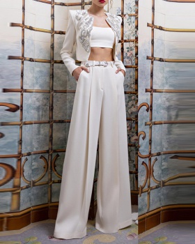 Summer straight pants jacket 2pcs set for women