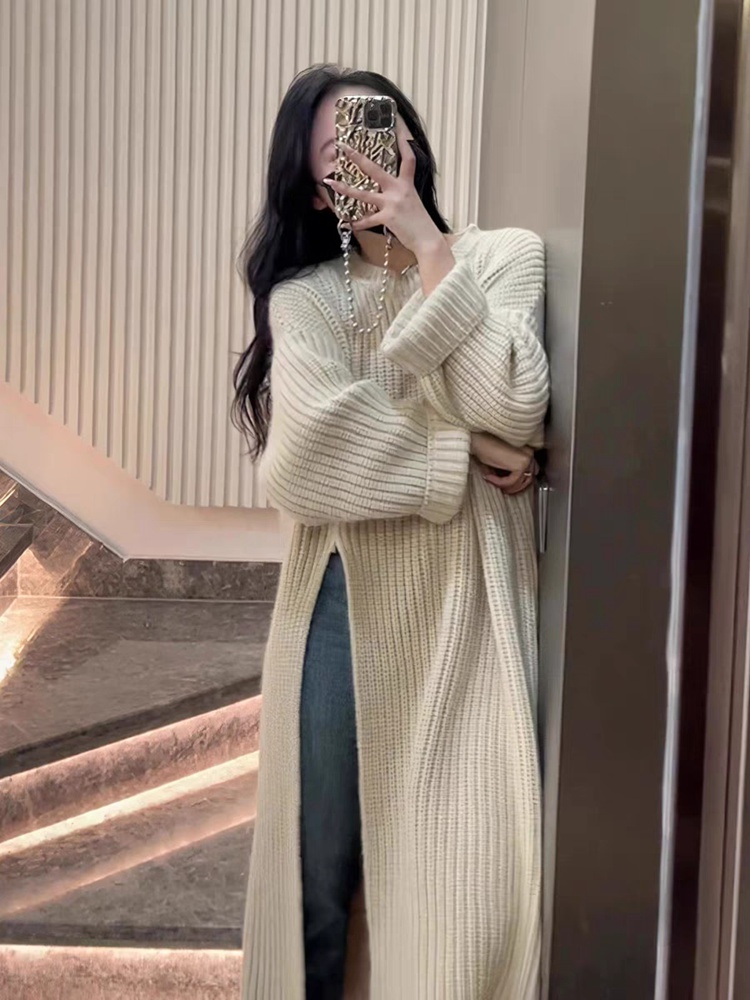 Long Korean style sweater dress knitted pullover dress