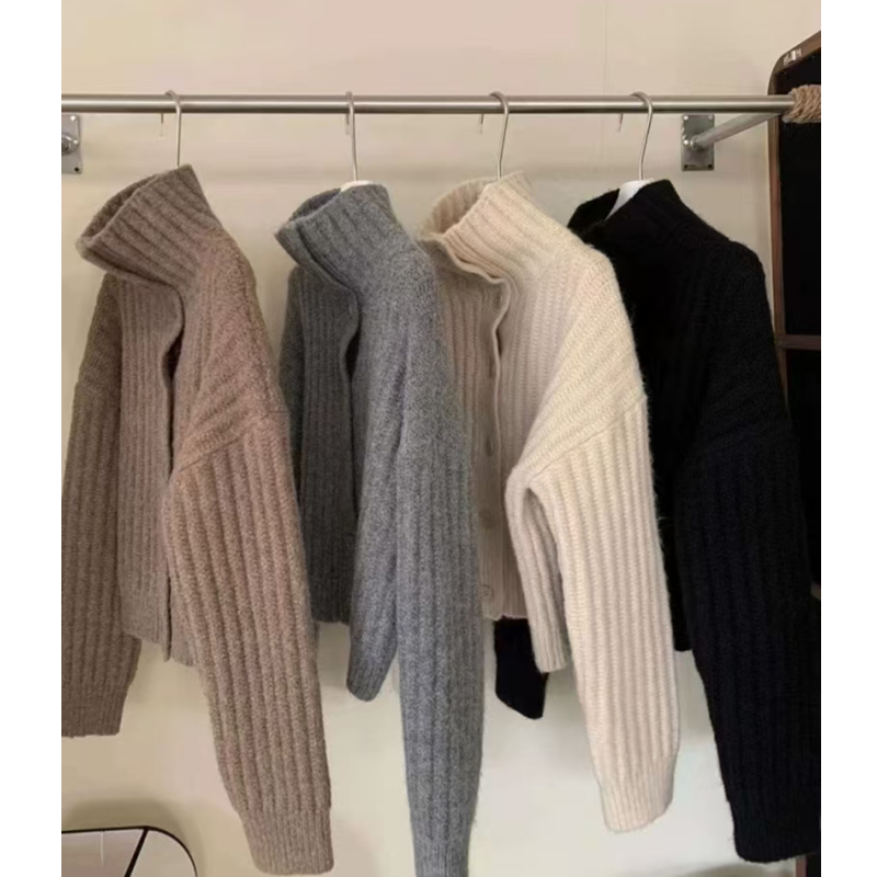 Simple knitted cardigan winter sweater for women