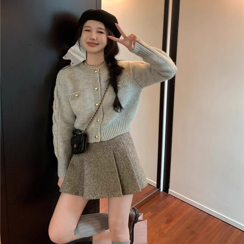 Knitted coat chanelstyle sweater for women