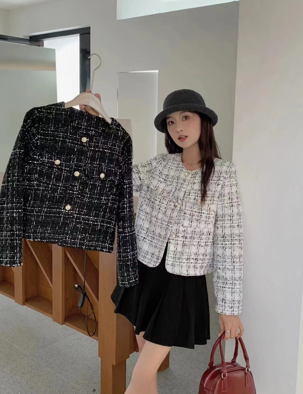 Long sleeve round neck Korean style jacket for women