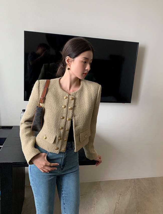 Short slim autumn jacket wool chanelstyle coat for women