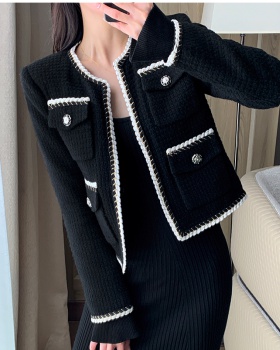 Black all-match coat chanelstyle France style tops for women