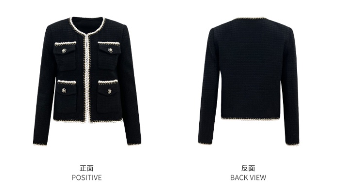 Black all-match coat chanelstyle France style tops for women