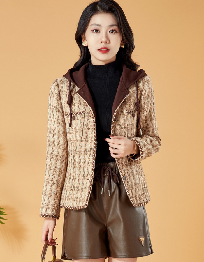 Autumn chanelstyle jacket plaid tops for women