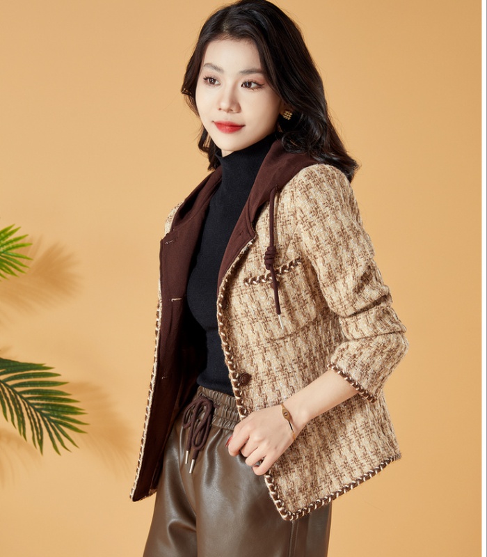 Autumn chanelstyle jacket plaid tops for women