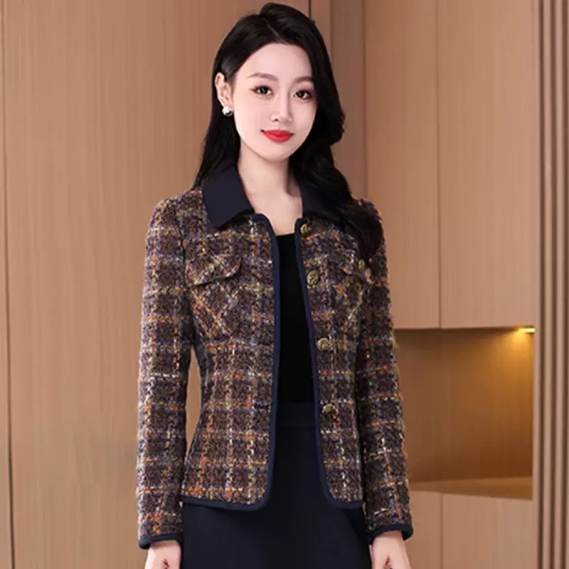 Coarse flower chanelstyle woolen coat spring coat