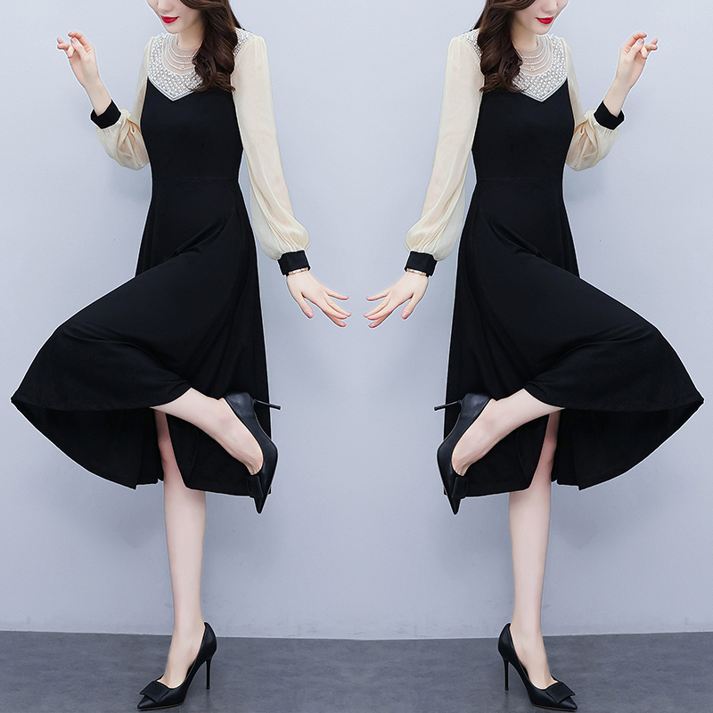 Long sleeve fat large yard Cover belly slim autumn dress