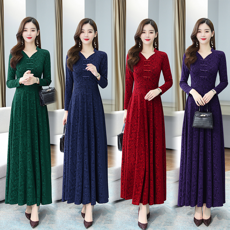 Temperament long cheongsam Chinese style dress for women