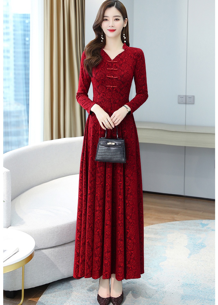 Temperament long cheongsam Chinese style dress for women