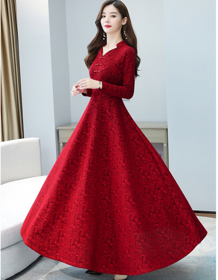 Temperament long cheongsam Chinese style dress for women