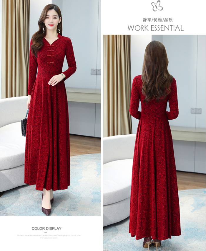 Temperament long cheongsam Chinese style dress for women