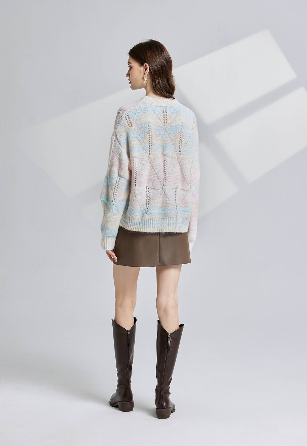 Lazy loose mohair sweater hollow sequins tops