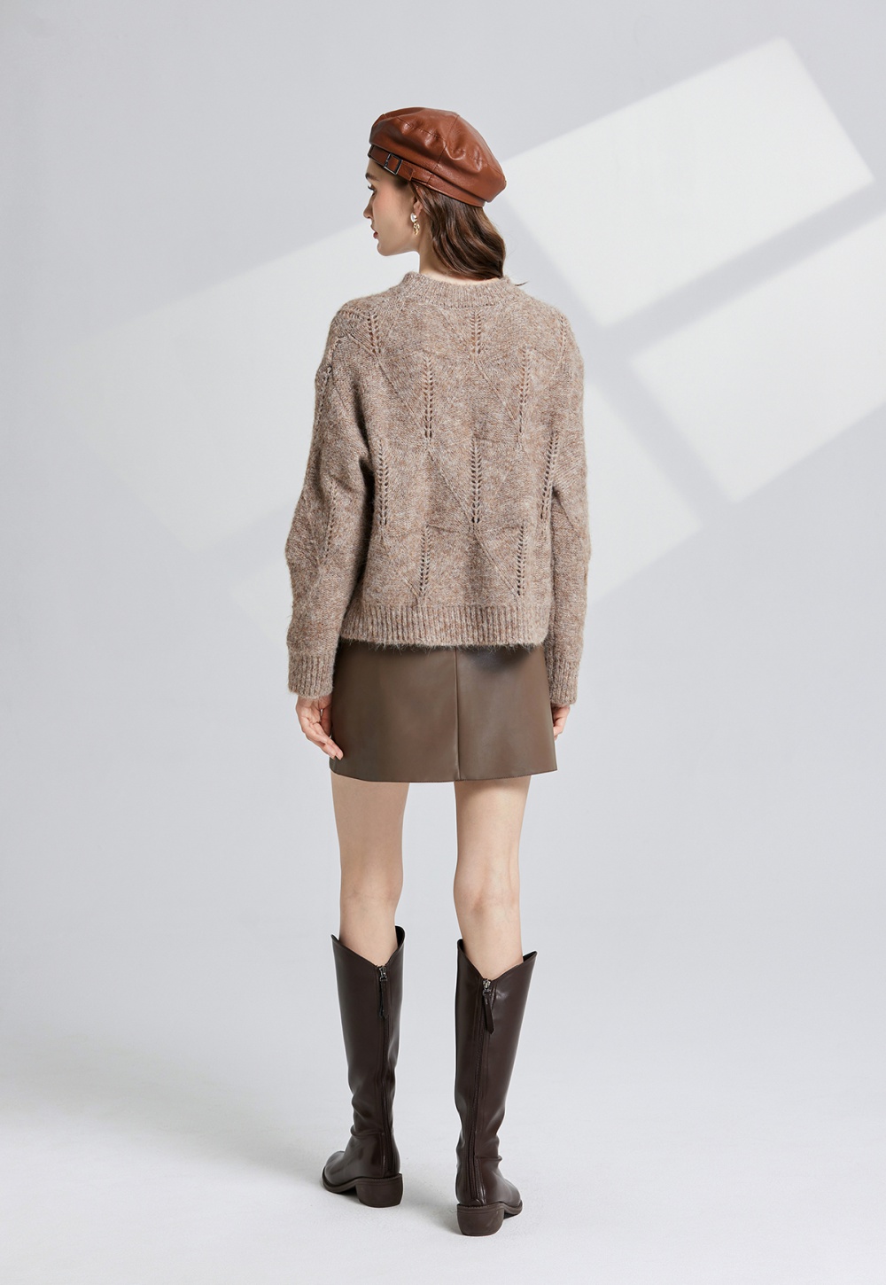 Lazy loose mohair sweater hollow sequins tops