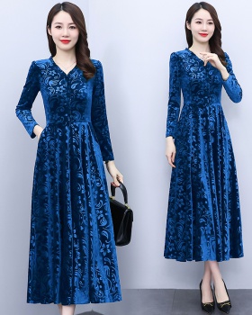 Temperament long sleeve fat autumn and winter dress