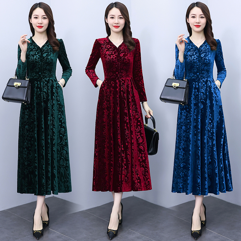 Temperament long sleeve fat autumn and winter dress