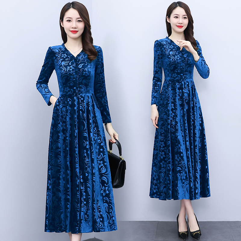 Temperament long sleeve fat autumn and winter dress