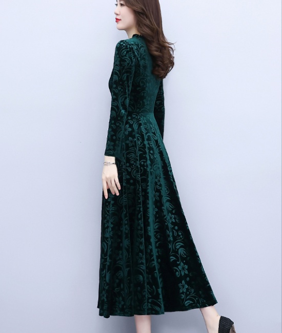 Temperament long sleeve fat autumn and winter dress