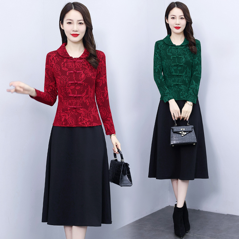 Summer Pseudo-two dress autumn cheongsam for women