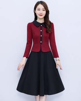 Big skirt long splice autumn and winter slim dress for women