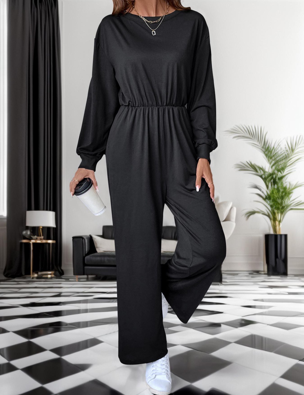 Long sleeve Casual pure autumn jumpsuit for women