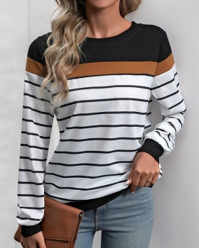 Stripe autumn long sleeve hoodie for women