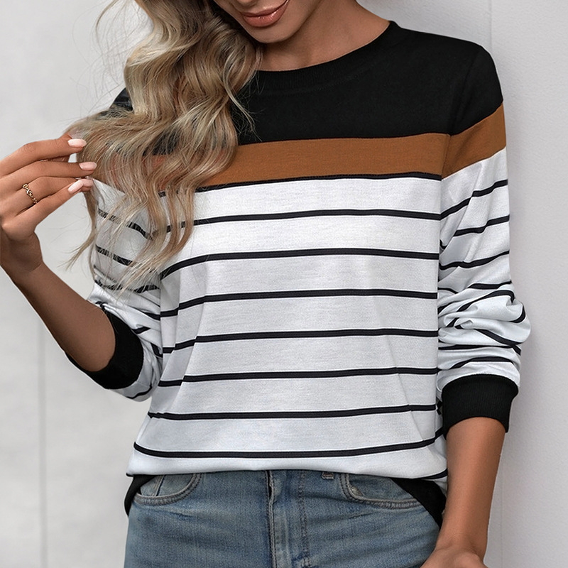 Stripe autumn long sleeve hoodie for women