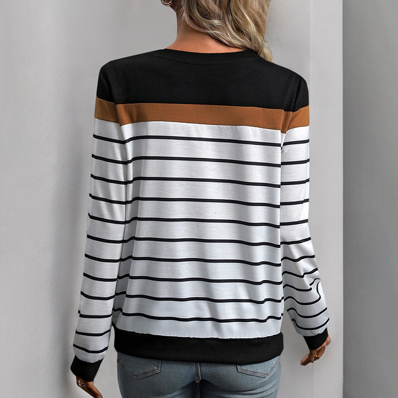 Stripe autumn long sleeve hoodie for women