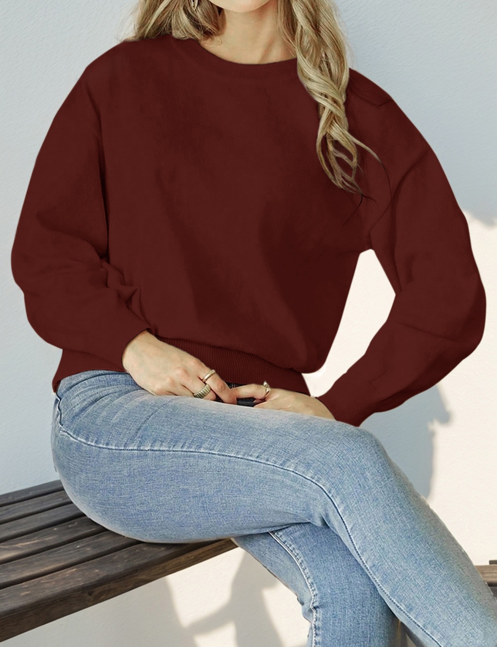 Pure European style autumn round neck sweater for women