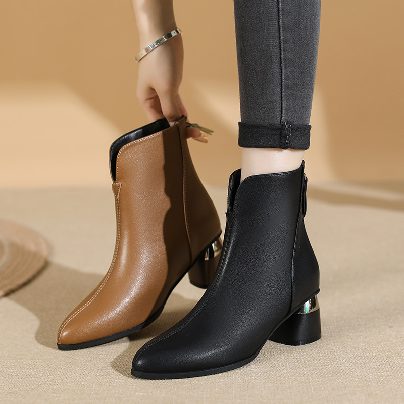 High-heeled footware short boots for women