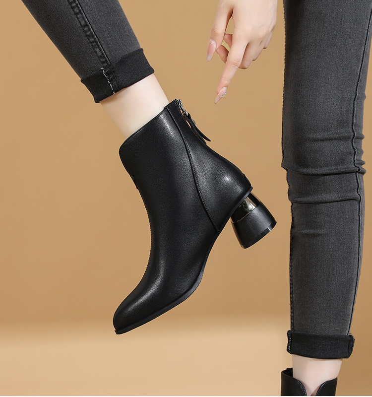 High-heeled pointed short boots fine-root shoes for women