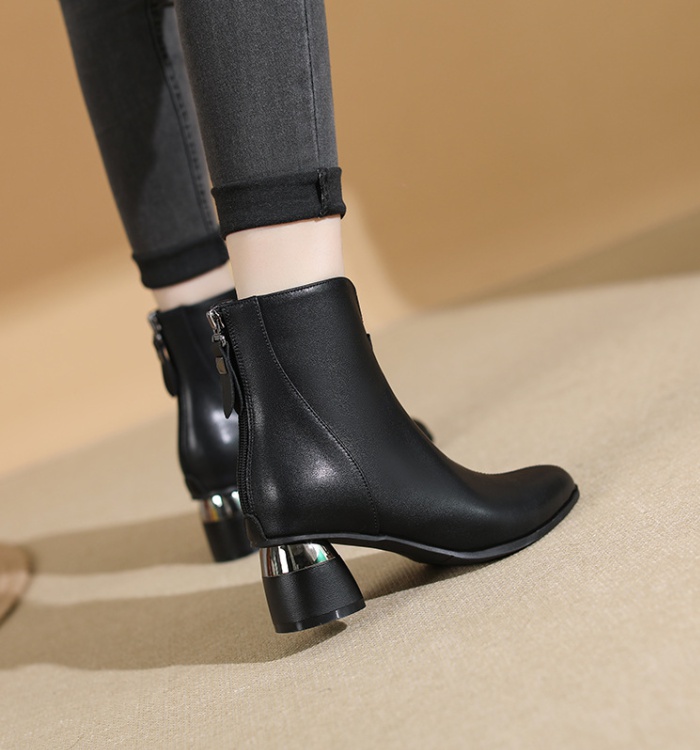 High-heeled pointed short boots fine-root shoes for women