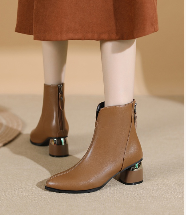 High-heeled pointed short boots fine-root shoes for women