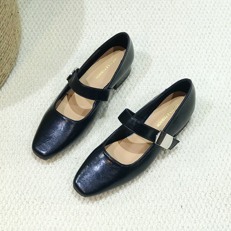 Square head middle-heel thick shoes