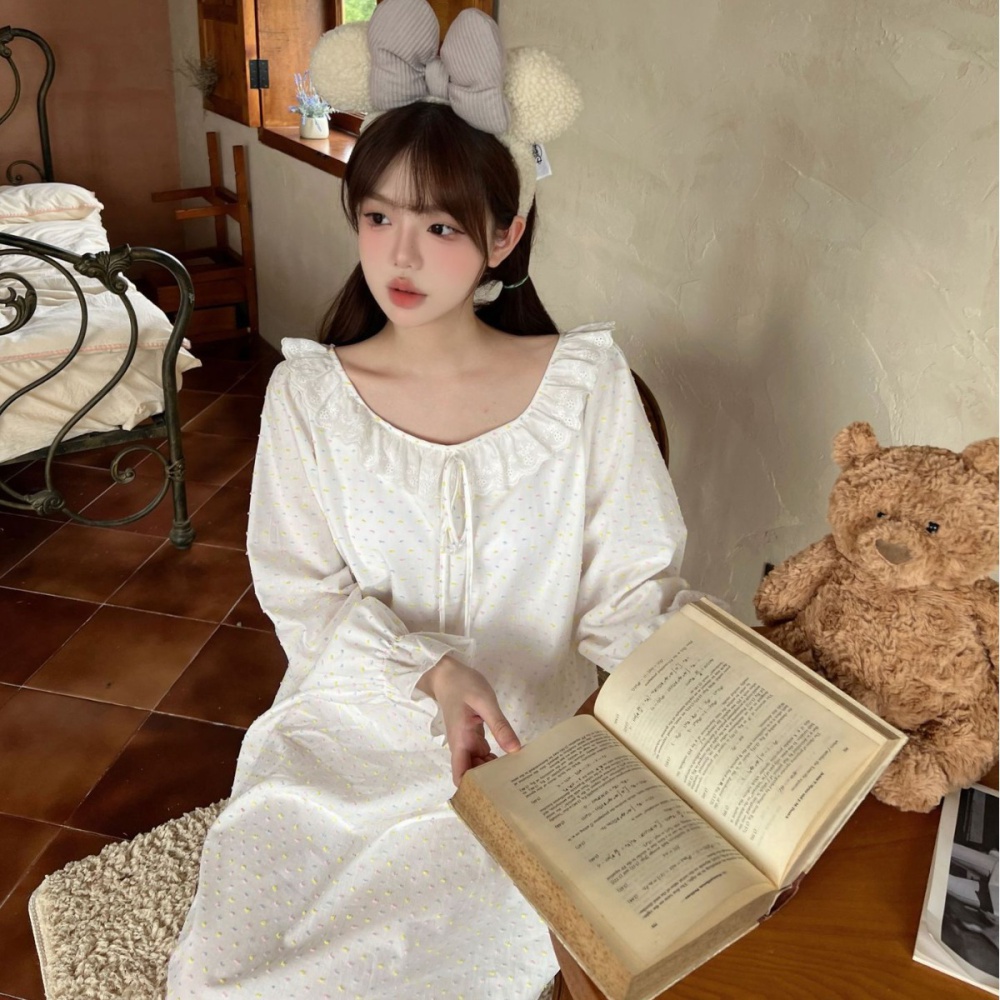 Autumn and winter night dress pure cotton pajamas