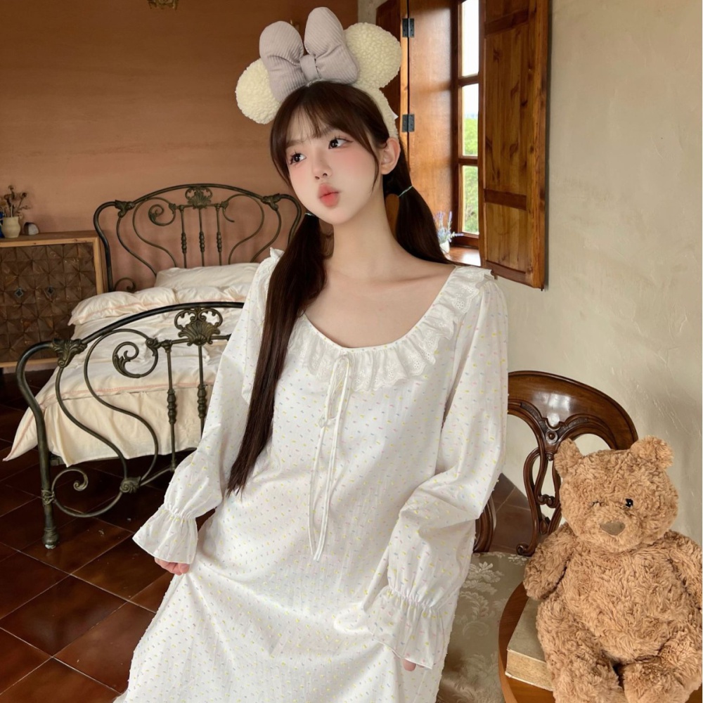 Autumn and winter night dress pure cotton pajamas