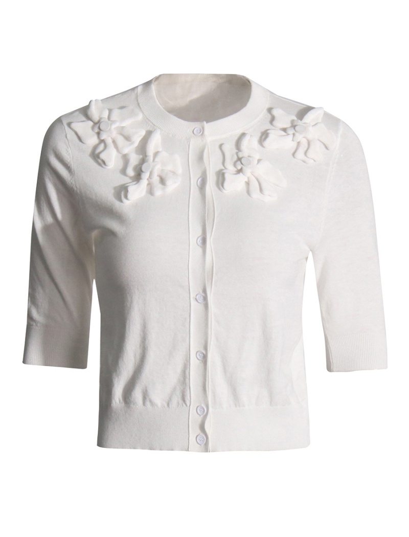 Flowers decoration tops stereoscopic cardigan for women