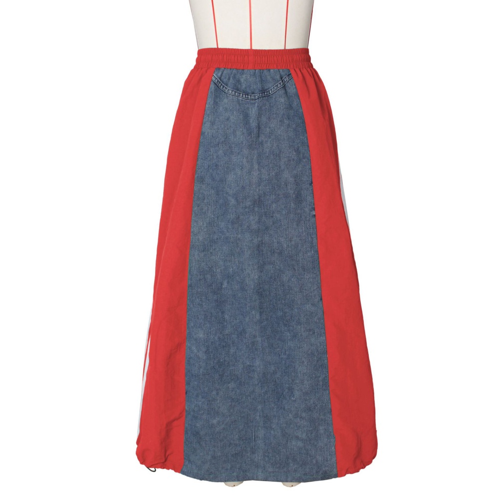 European style denim fashion mixed colors autumn skirt