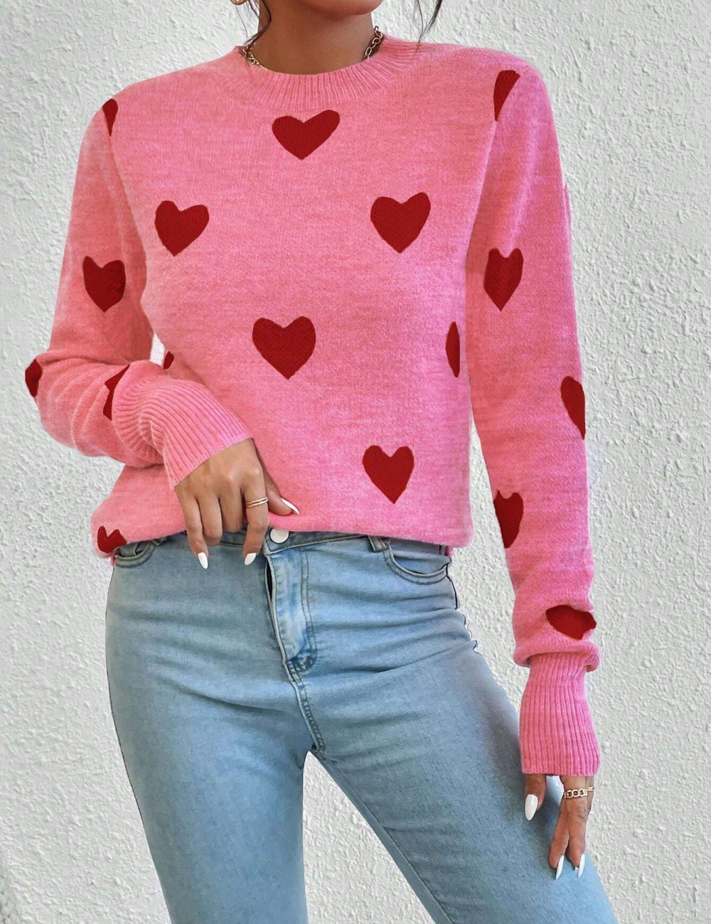 Casual all-match jacquard pullover sweater for women