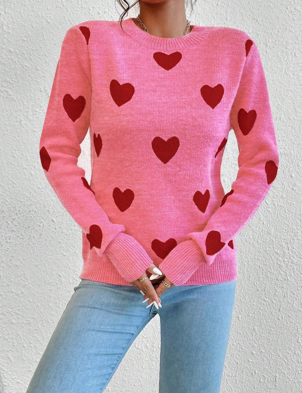 Casual all-match jacquard pullover sweater for women